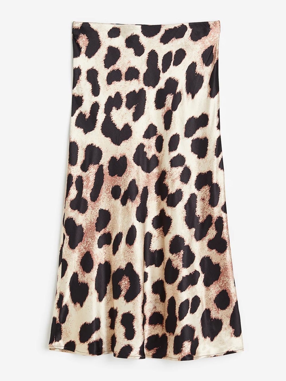 H&M Leopard Print Satin Midi Skirt - Black & Cream